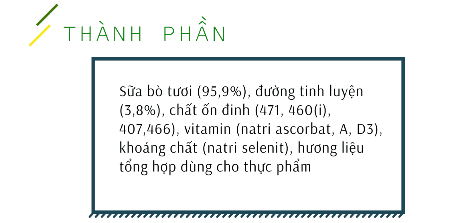 Thành phần sữa Vinamilk 100%Giá trị dinh dưỡng